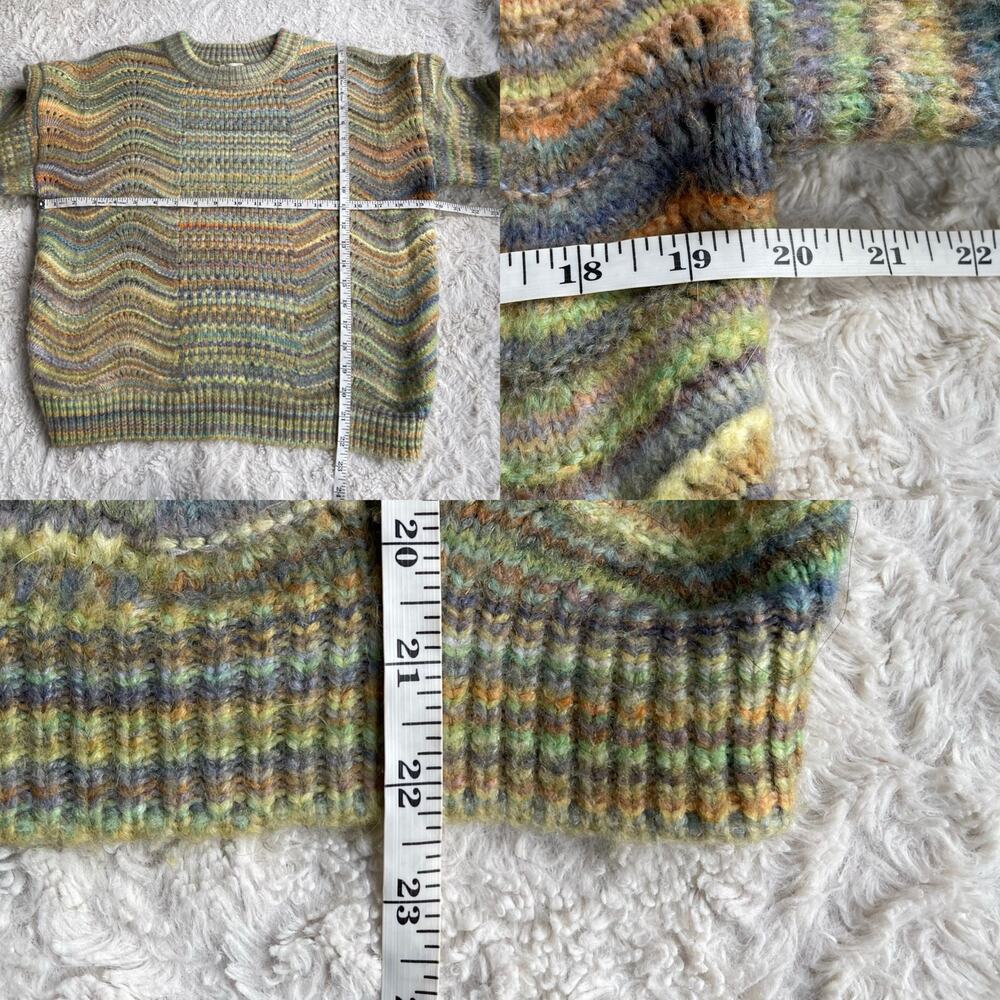 SOLD Universal Thread colorful space dye balloon puff sleeve sweater green - Picture 5 of 17